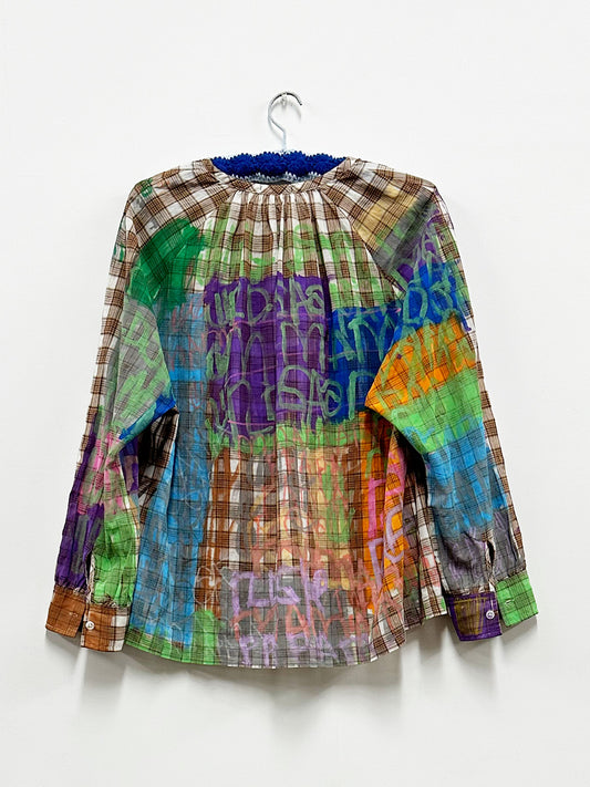 Rosa Giron Plaid Peasant Blouse