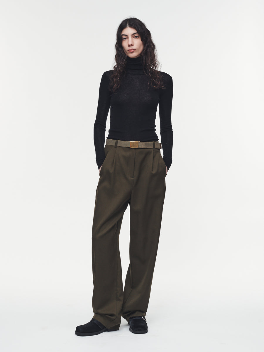 Slouchy Trouser in Army – 6397