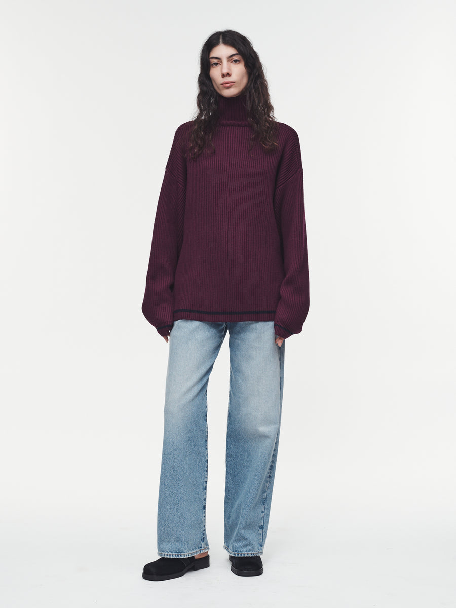 Ribbed Turtleneck in Plum – 6397