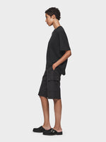 Twill Cargo Short in Washed Black