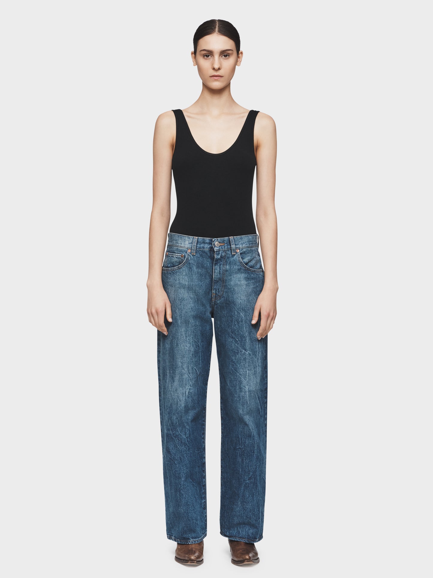 Wide Jean in Marbled Blue