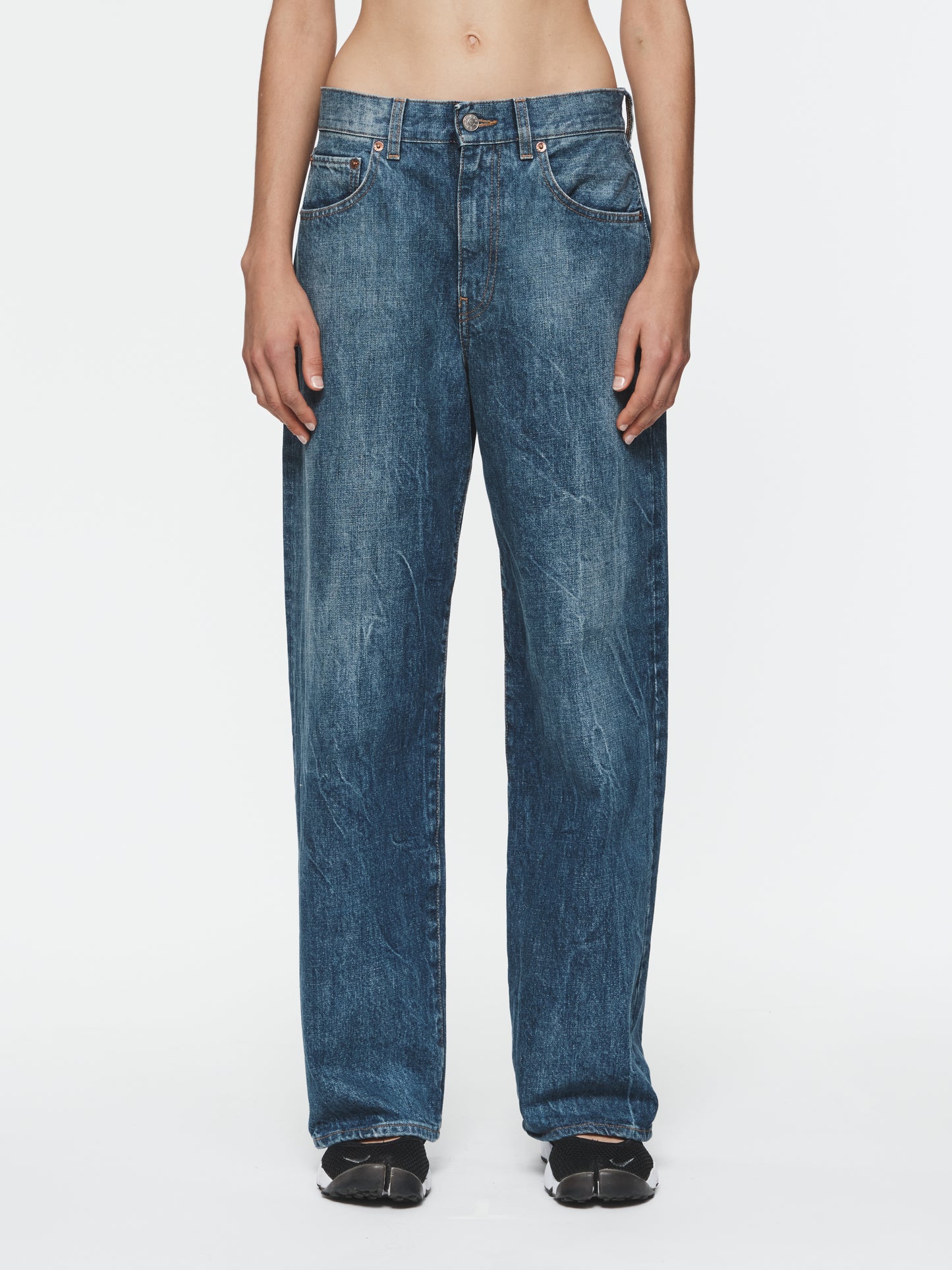 Wide Jean in Marbled Blue