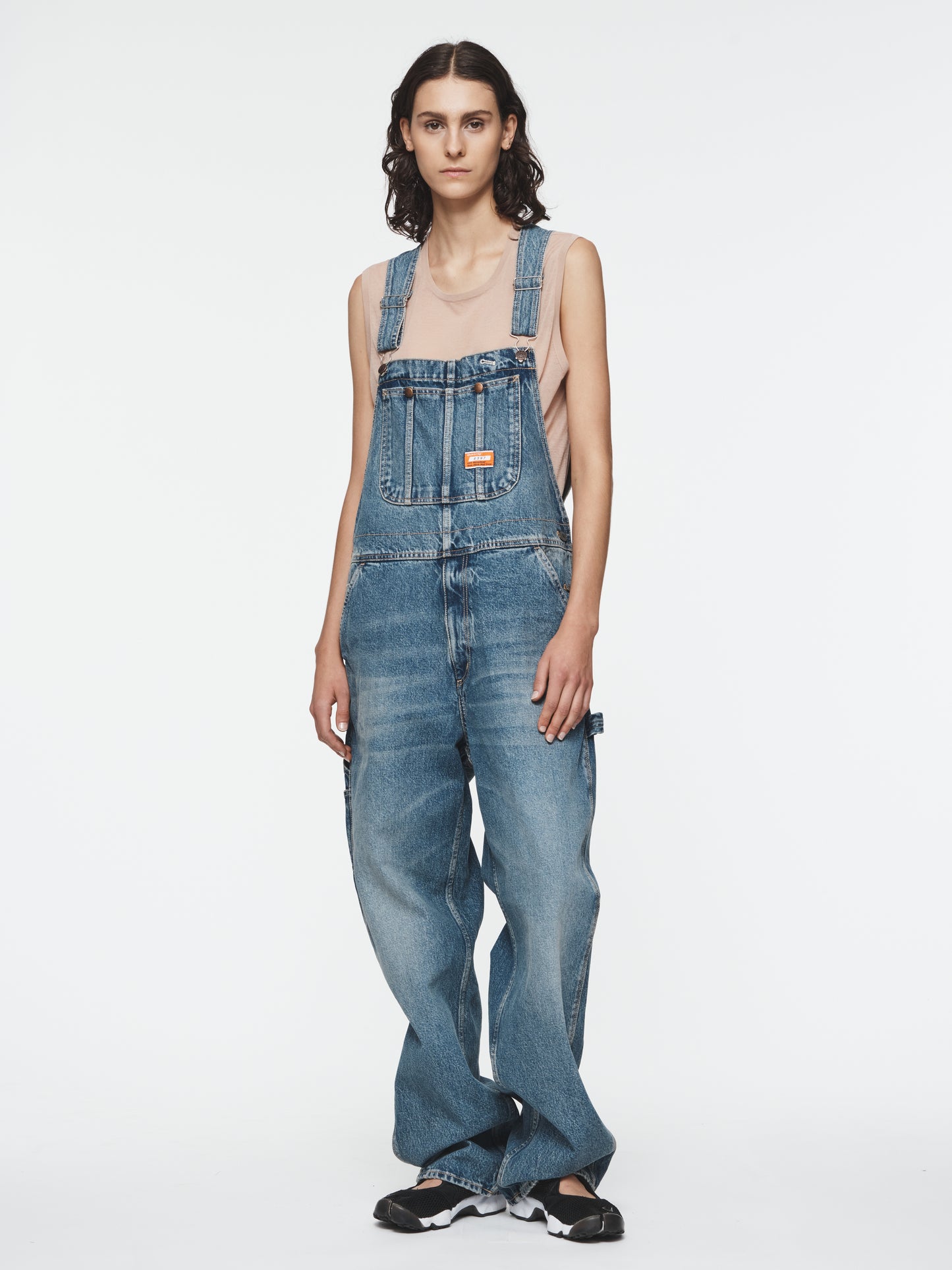 Denim Overalls in Vintage Stone Blue