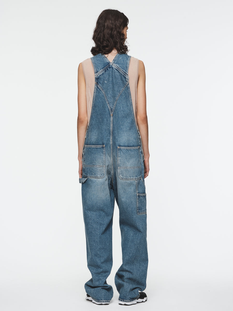 Denim Overalls in Vintage Stone Blue