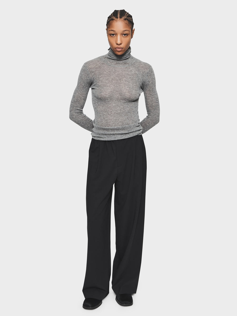 Slim Rib Turtleneck in Medium Grey – 6397