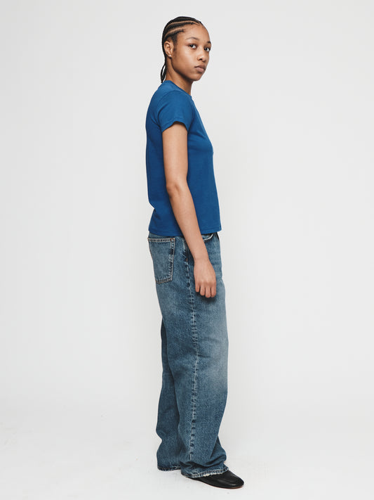 Wide Jean in Worn Medium