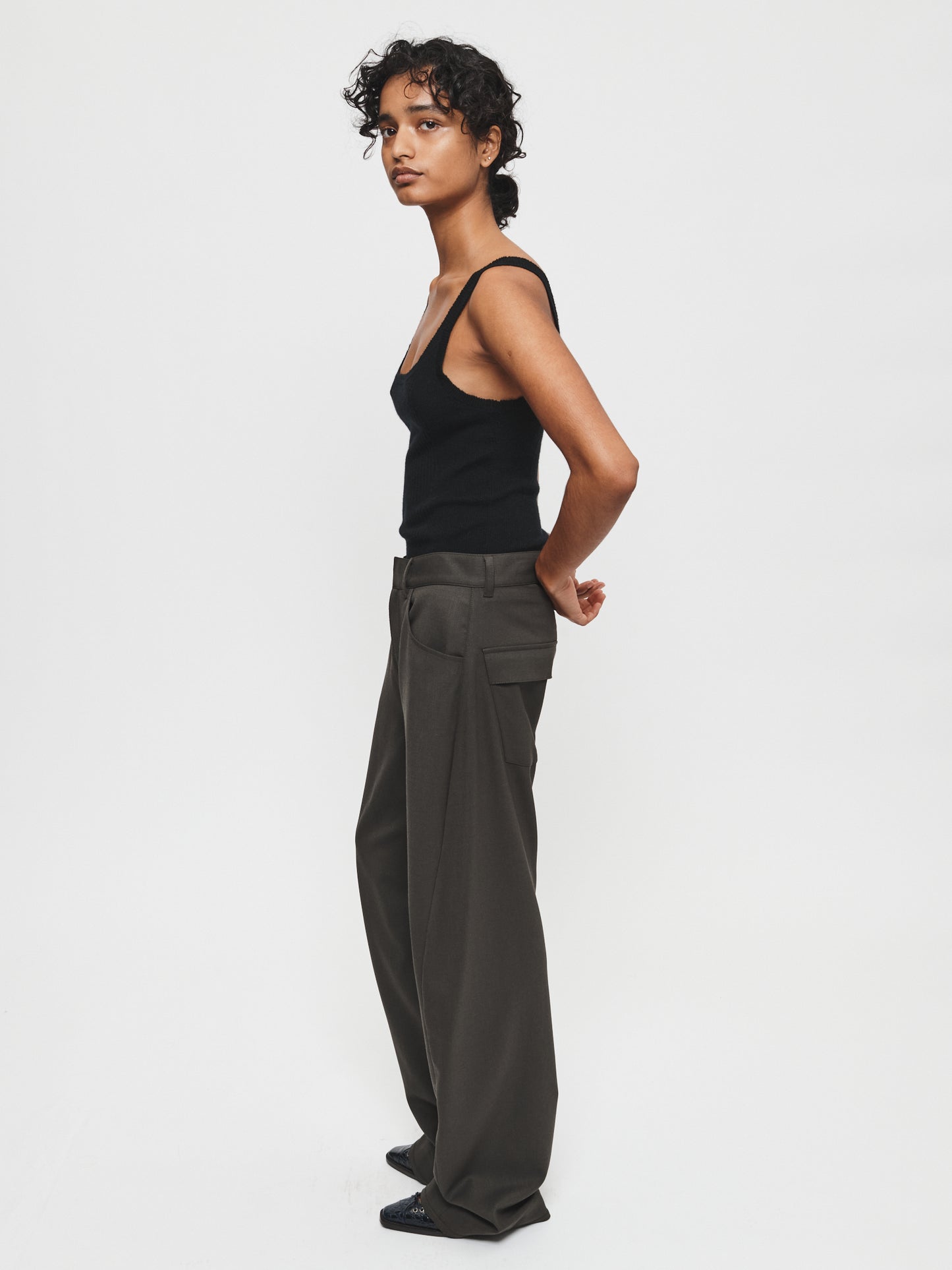 Variegated Rib Tank Black