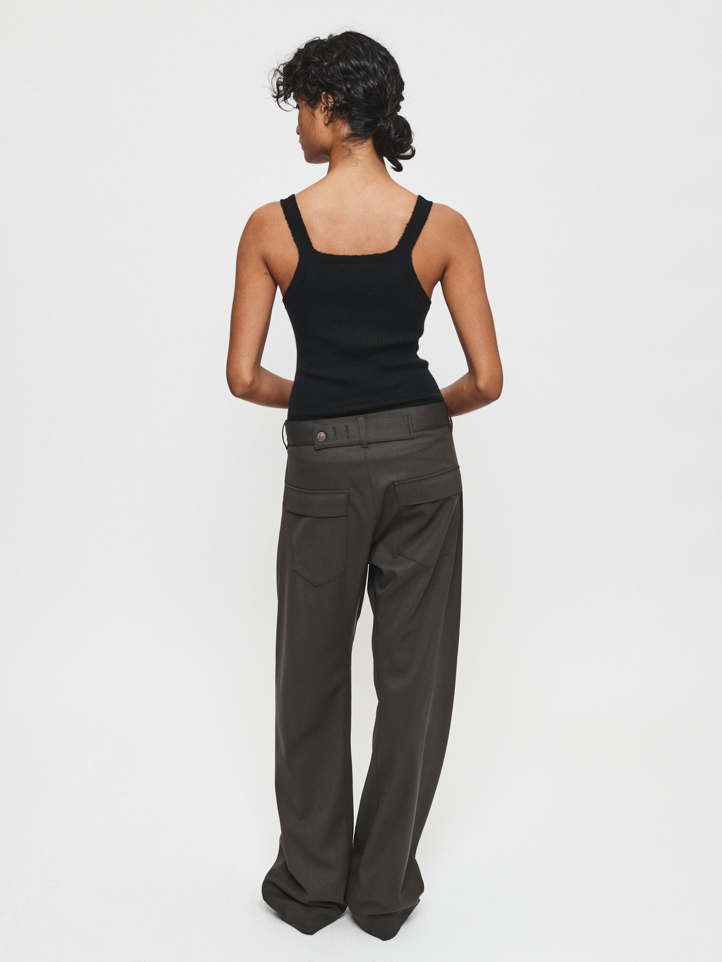 Variegated Rib Tank Black