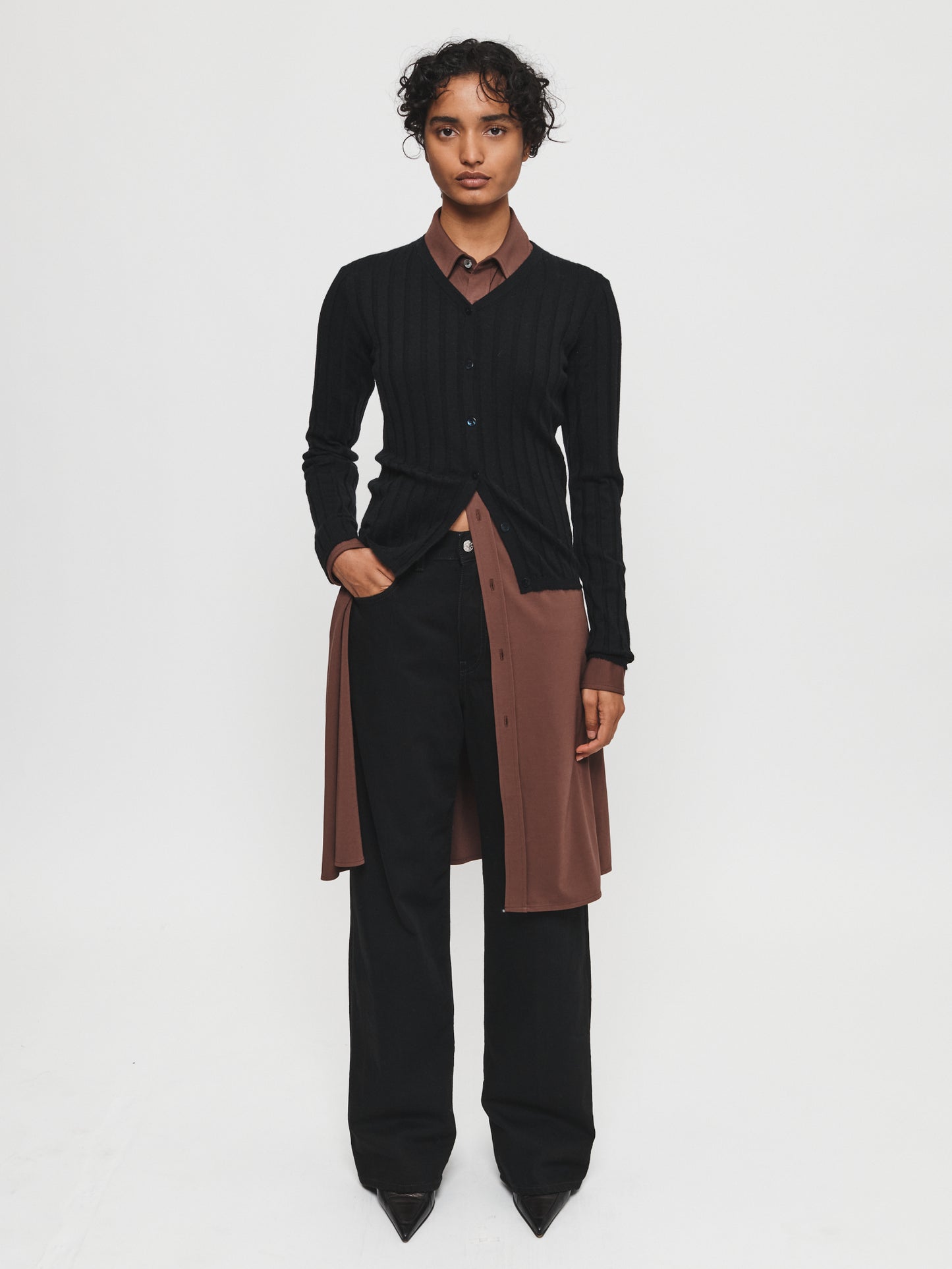 Wide Rib Cardigan Black
