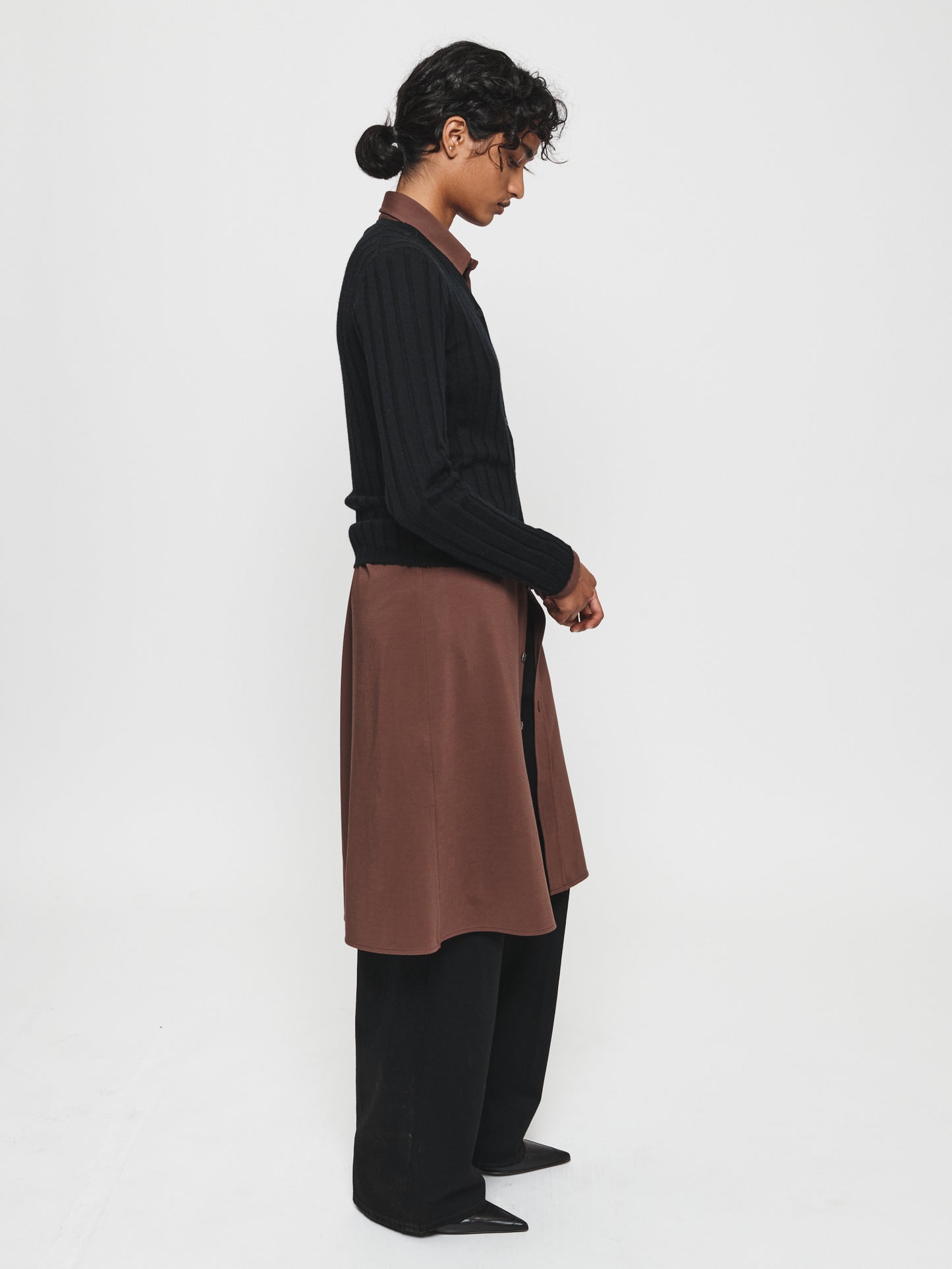 Wide Rib Cardigan Black