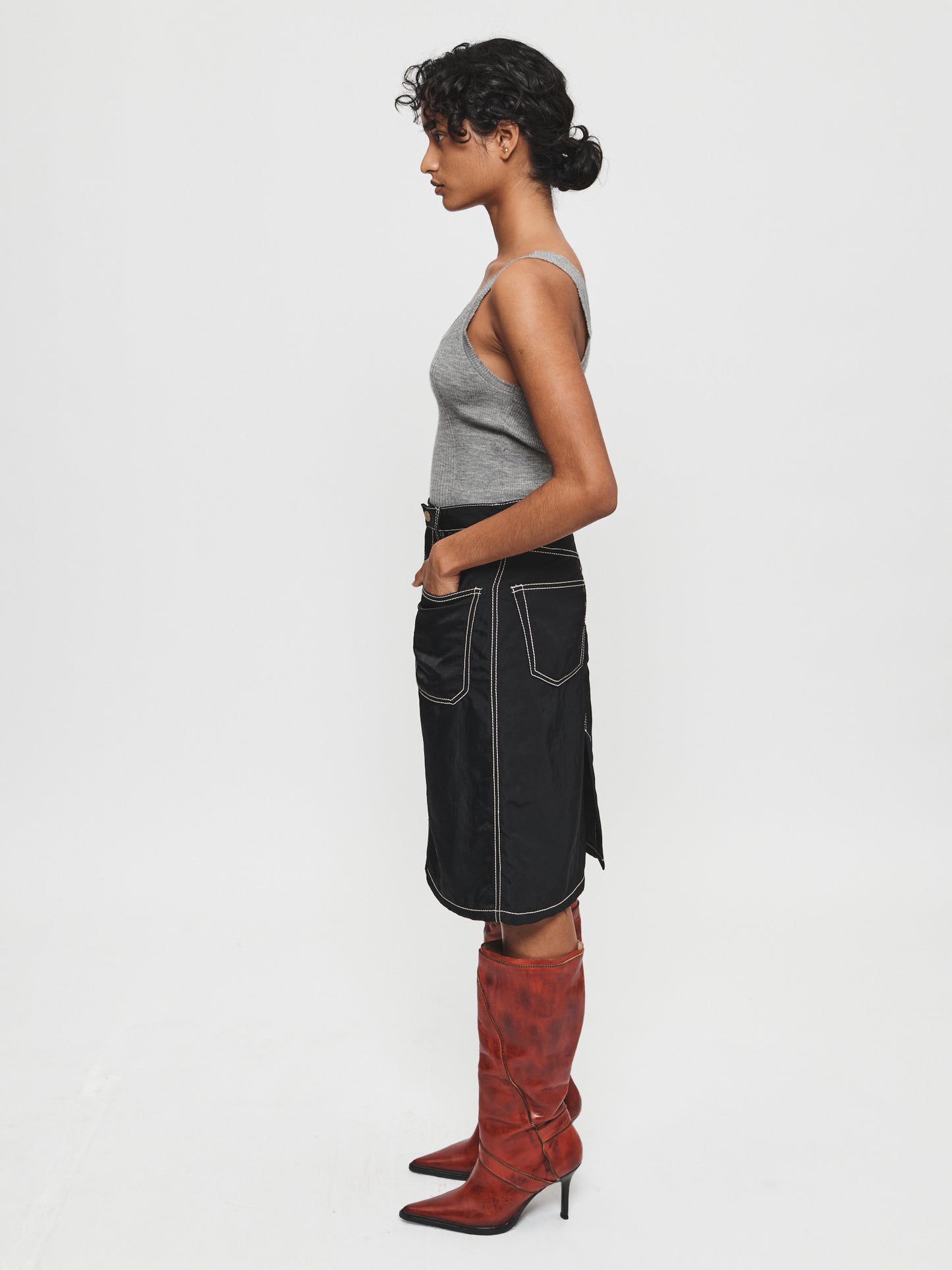 Variegated Rib Tank Grey Melange