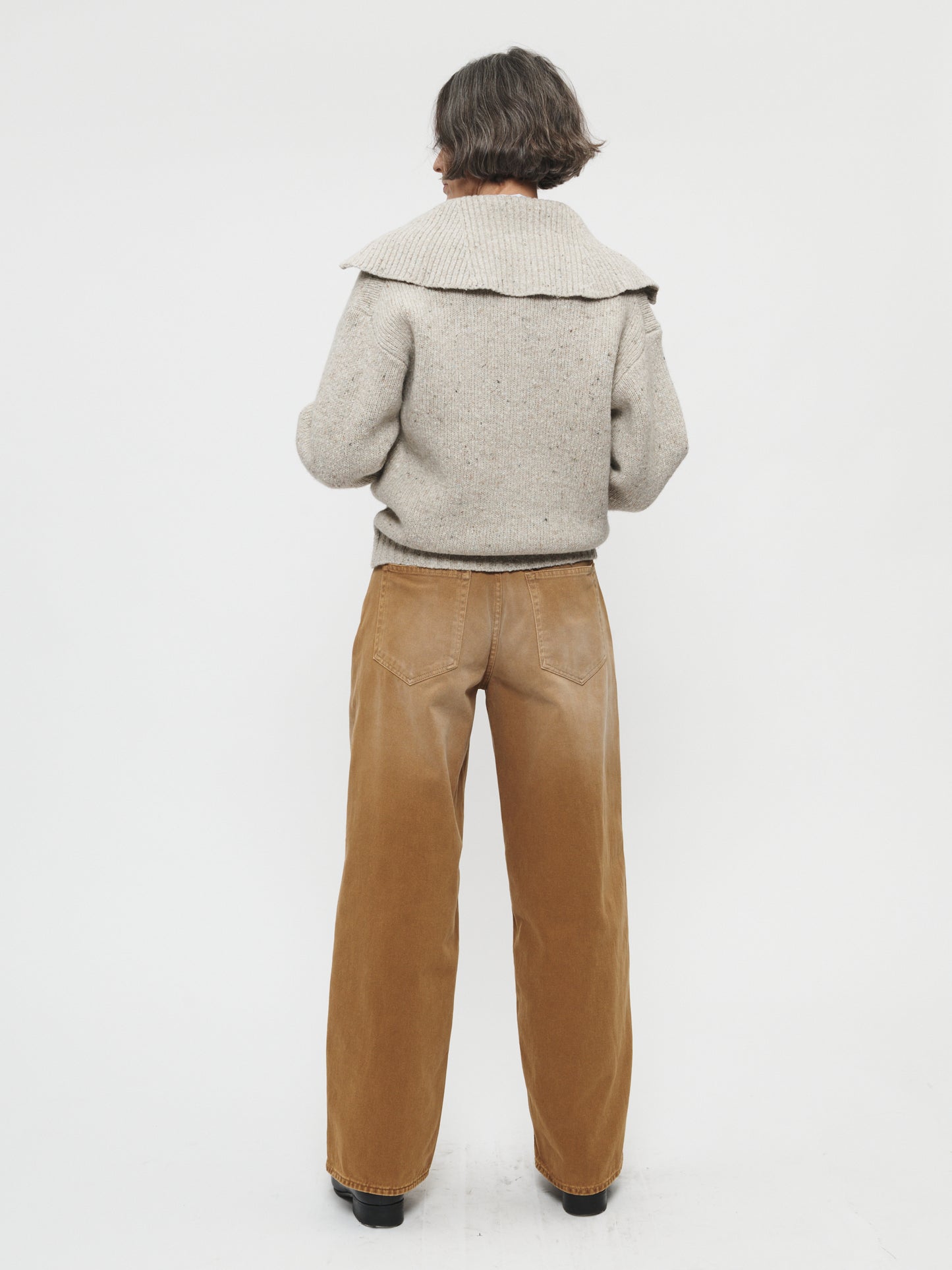 Zip Cardigan in Light Beige