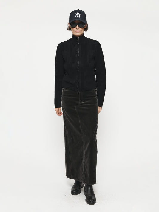 Velvet Long Skirt Mercury