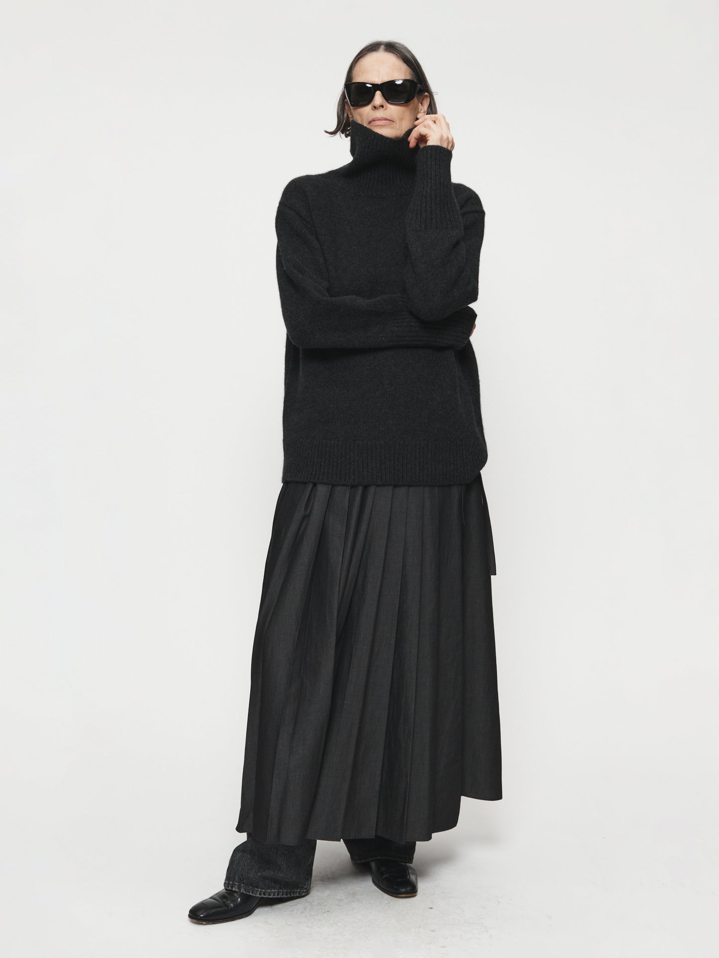 High Neck Long Sleeve Charcoal