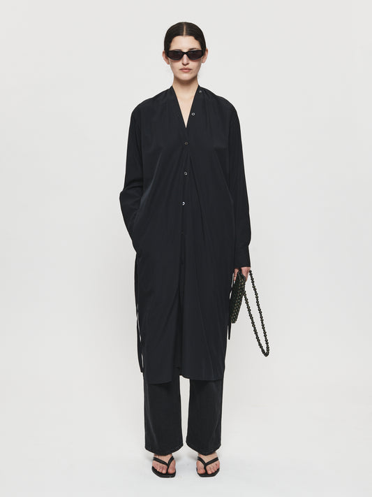 Collarless Shirtdress Black