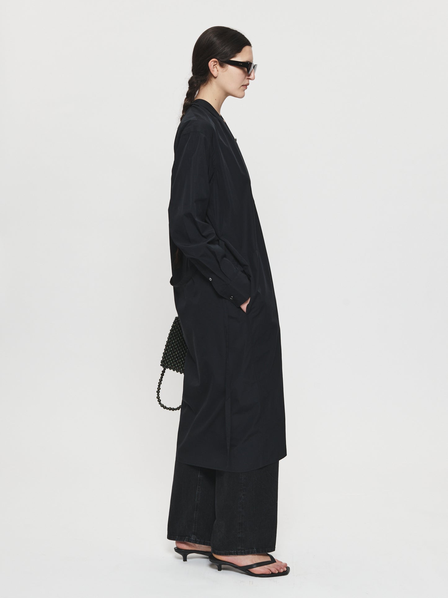 Collarless Shirtdress Black