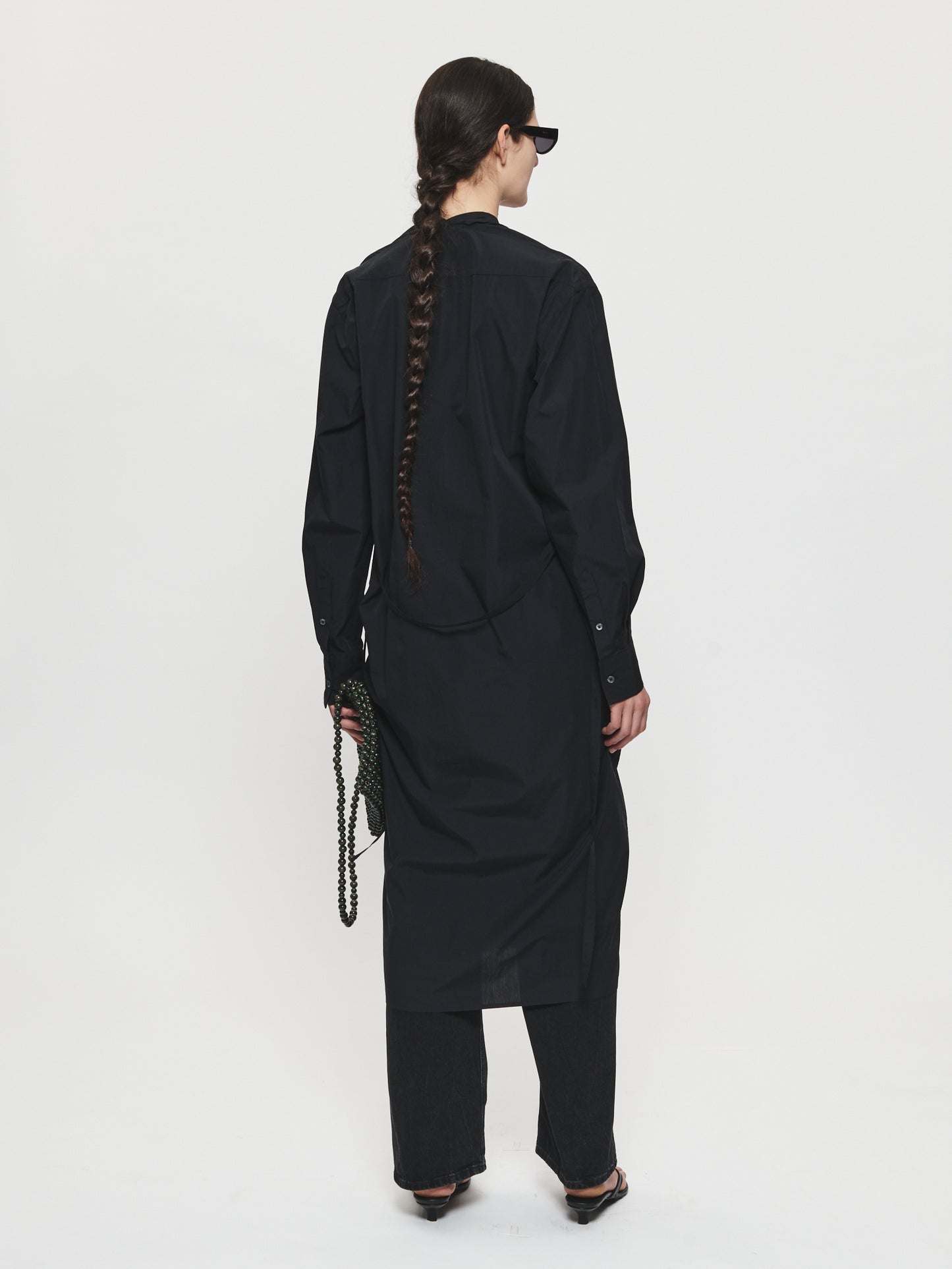 Collarless Shirtdress Black