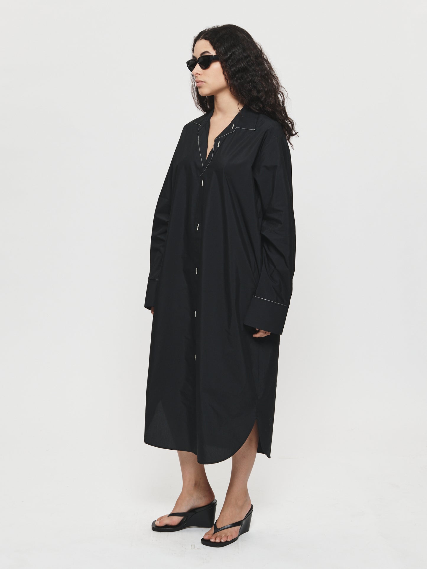 Flattened Shirt Dress in Black