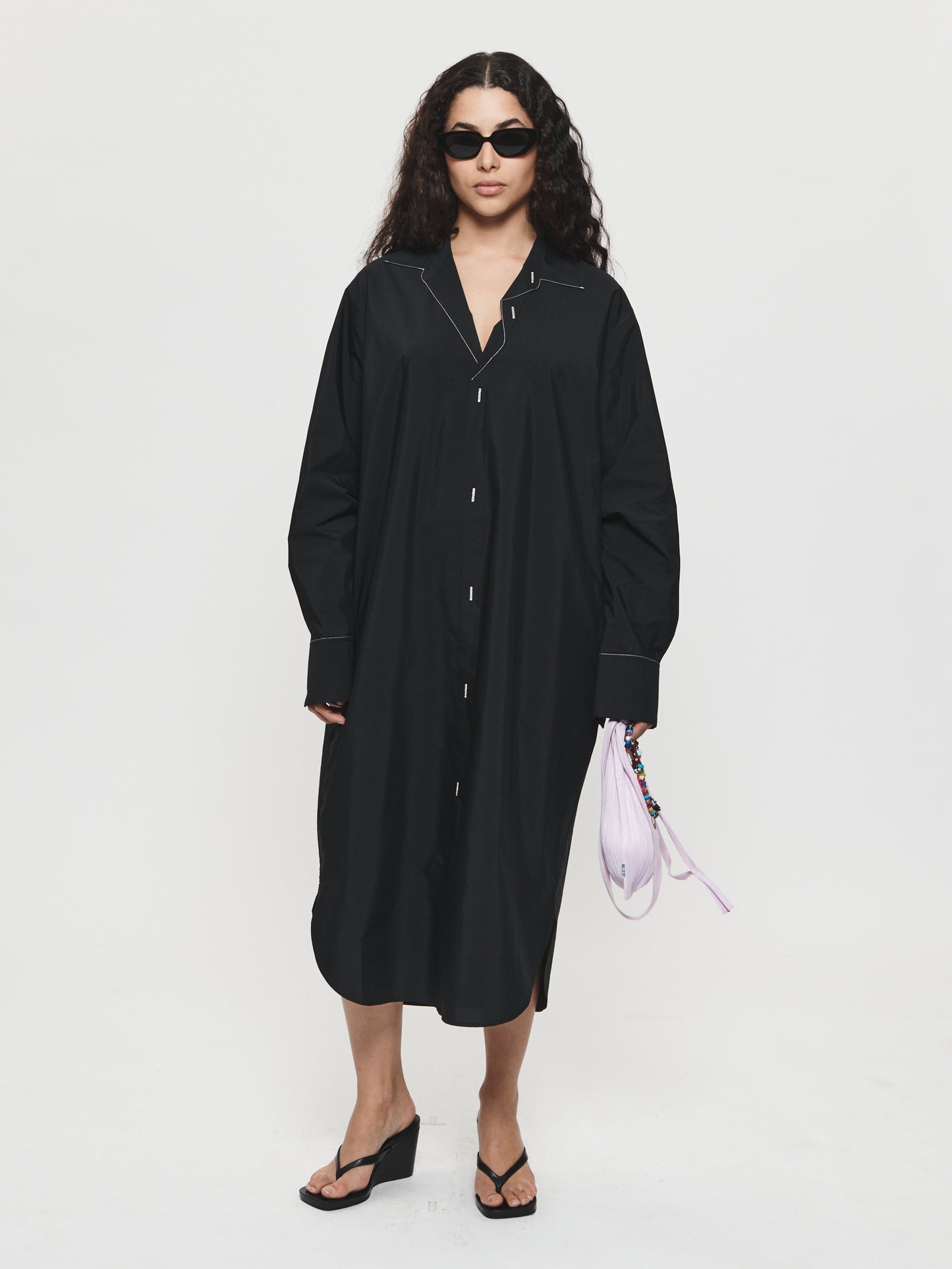 Flattened Shirt Dress in Black
