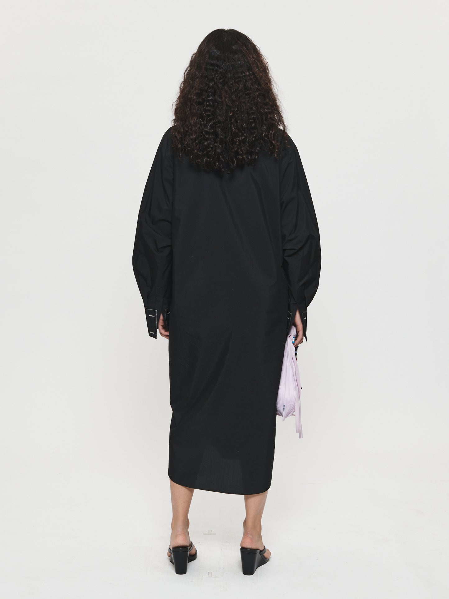 Flattened Shirt Dress in Black