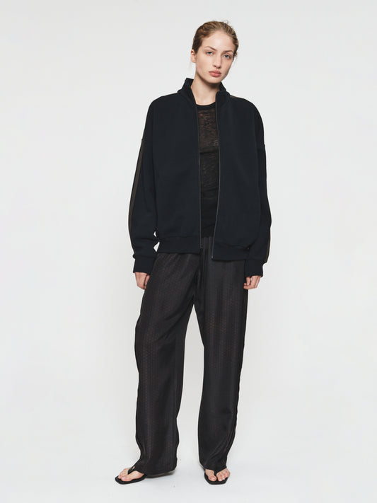 Fleecy Track Zip Up Black