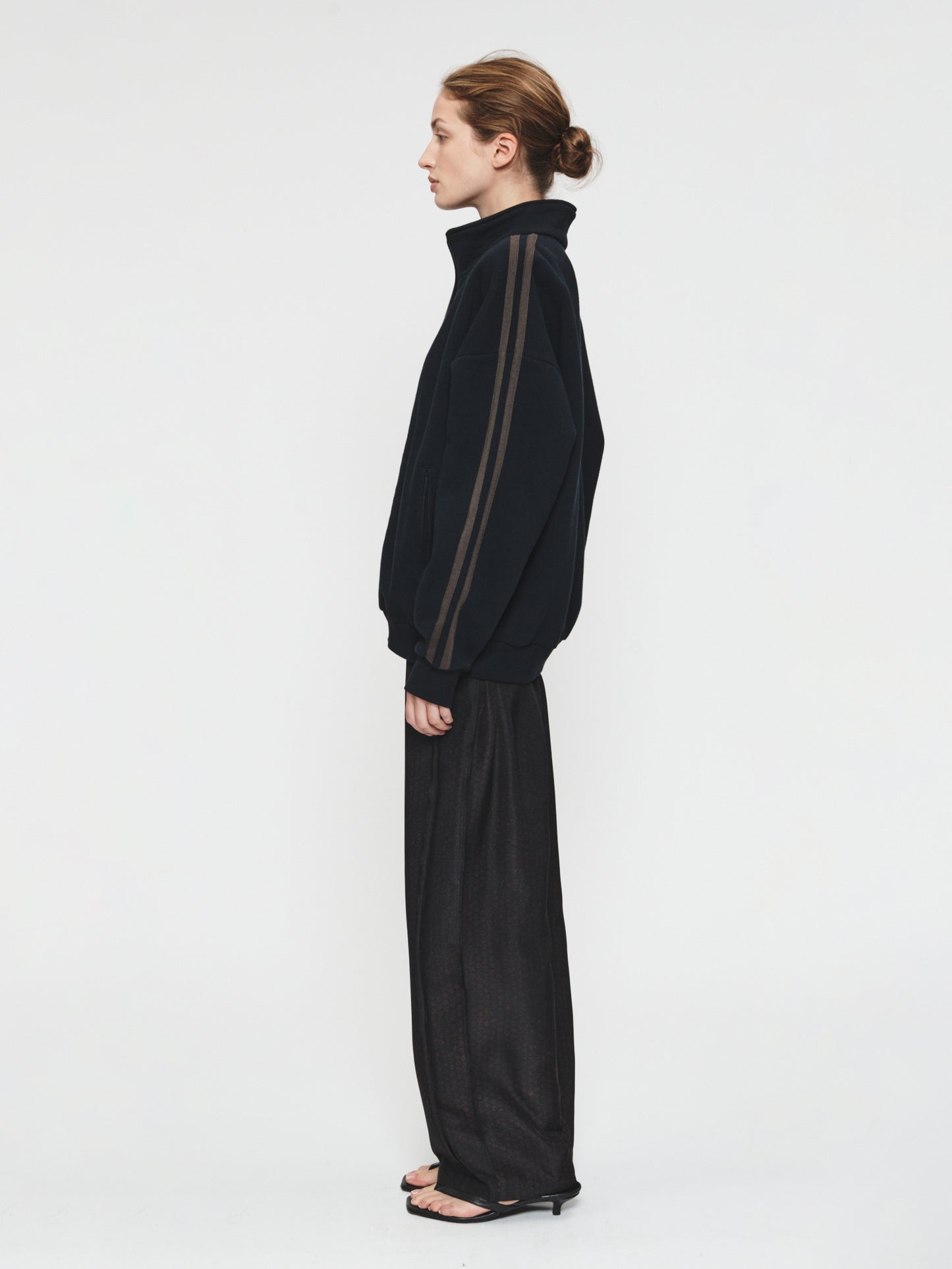 Fleecy Track Zip Up Black