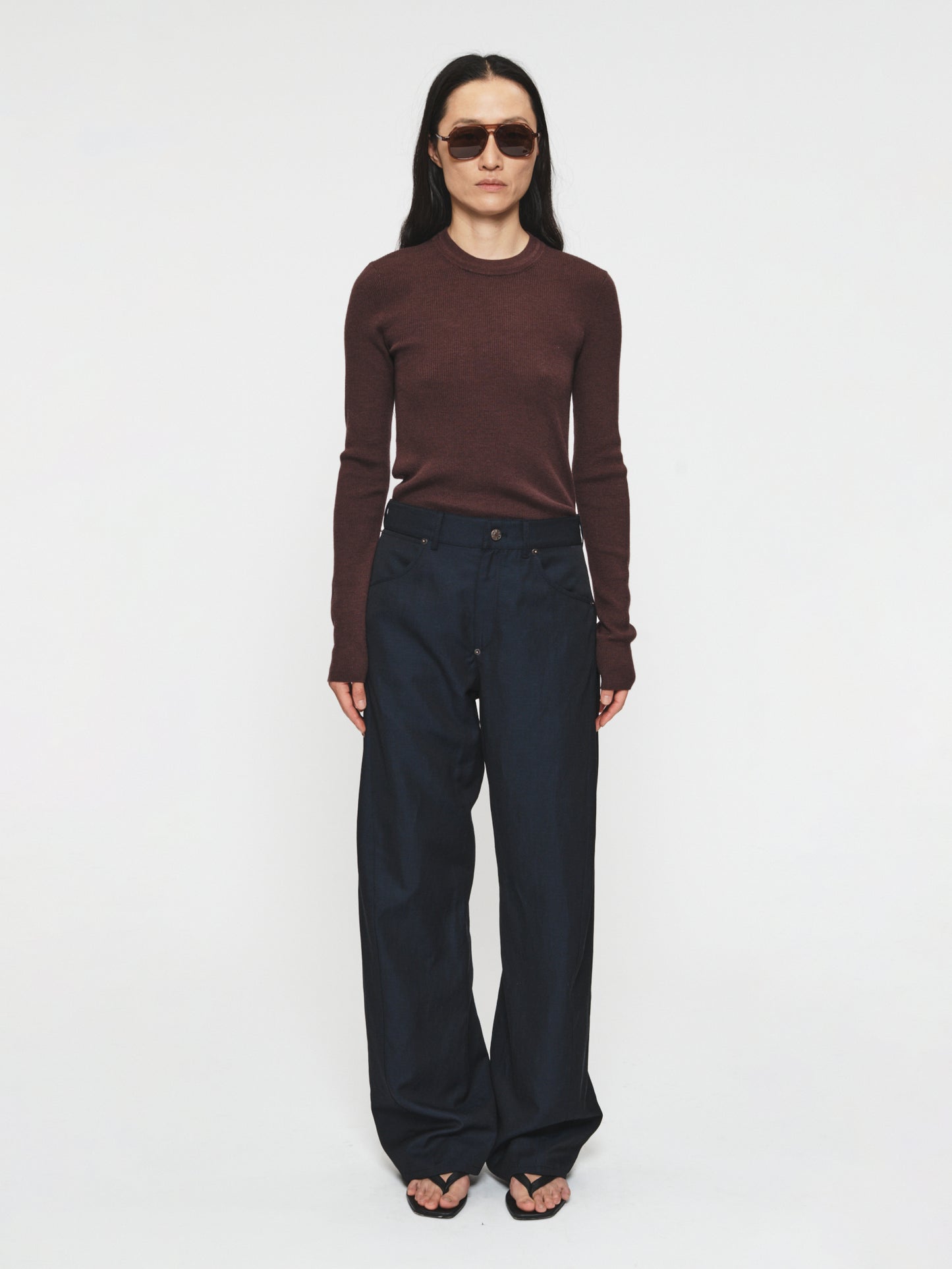 L/S Rib Crew Espresso