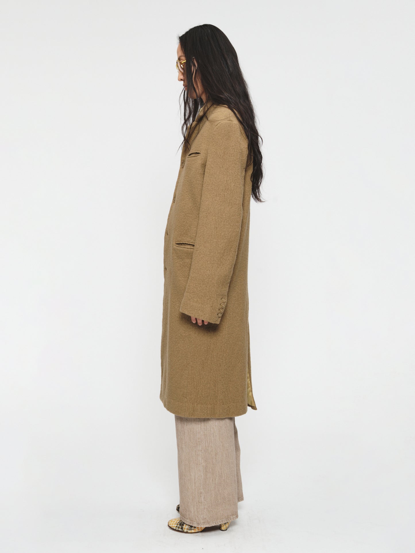 Boiled Pinstripe Coat Hemp
