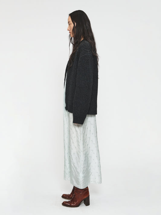 Fisherman Rib Cardigan Charcoal