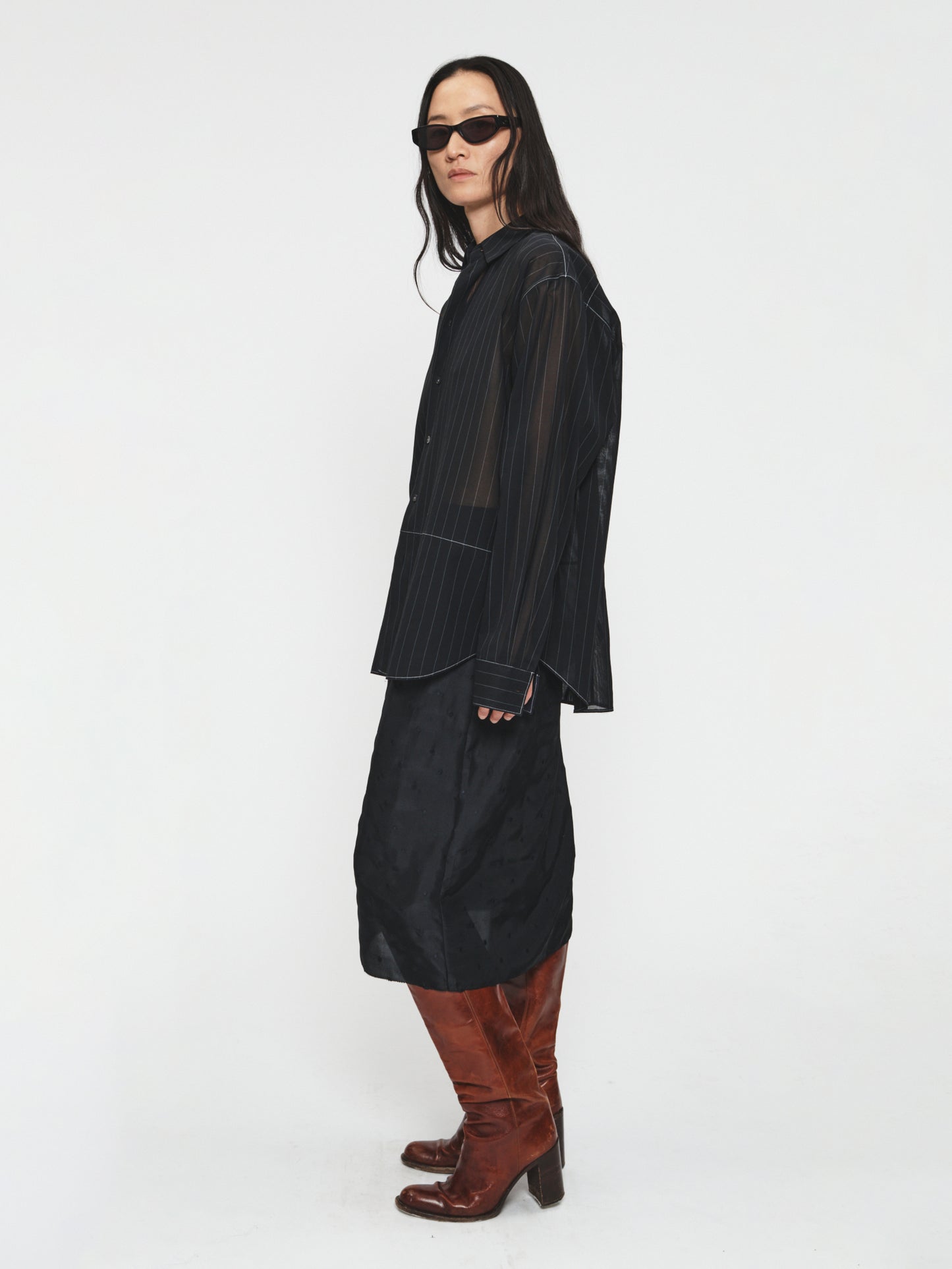 Sheer Pinstripe Shirt Ink