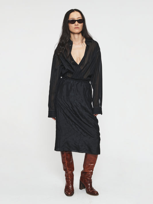 Embroidered Slip Skirt Black