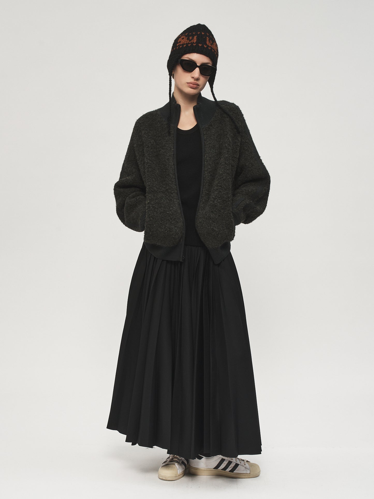 Track Zip Up Sweater Mud