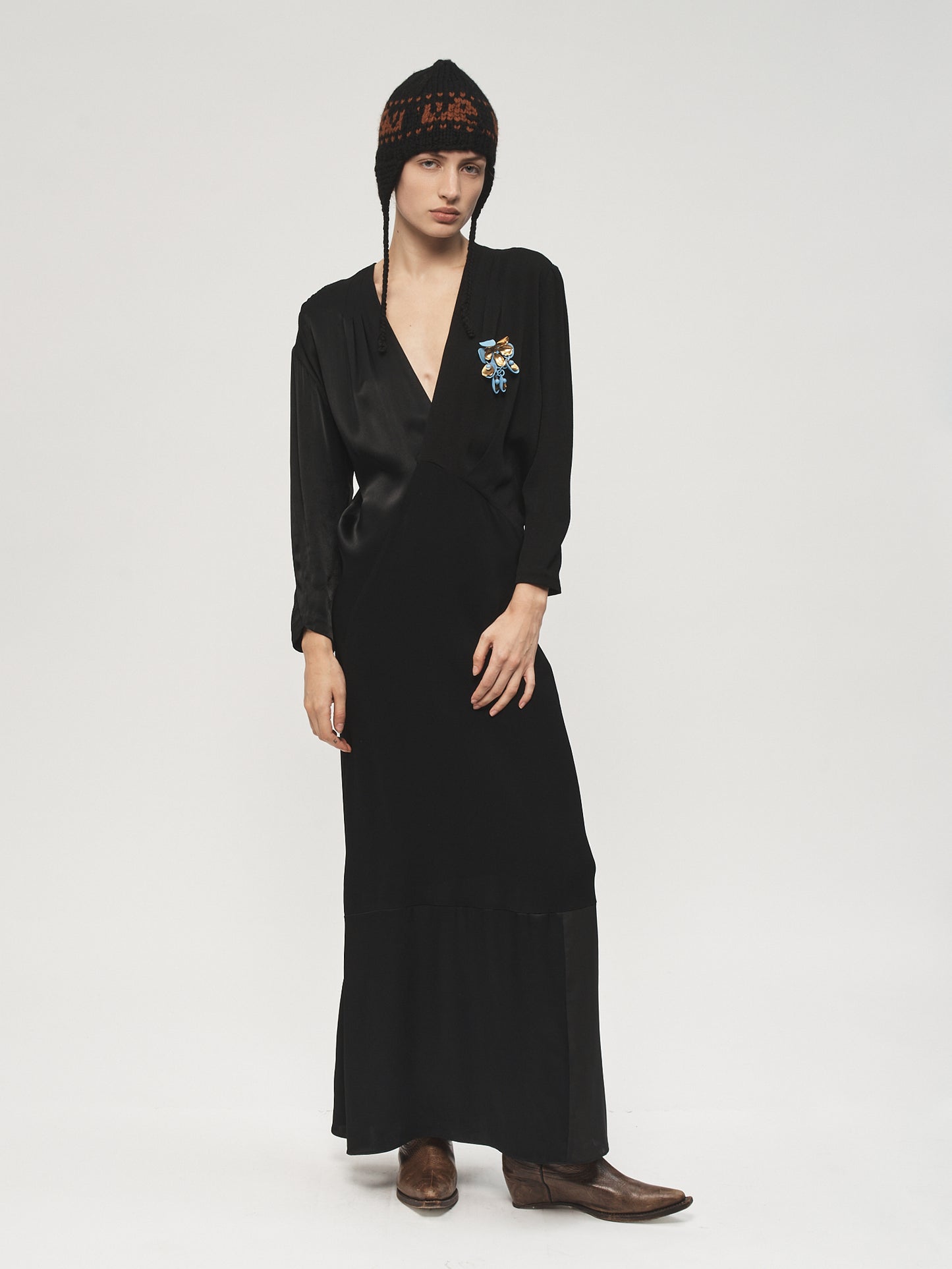 Long Patchwork S-Curve Black