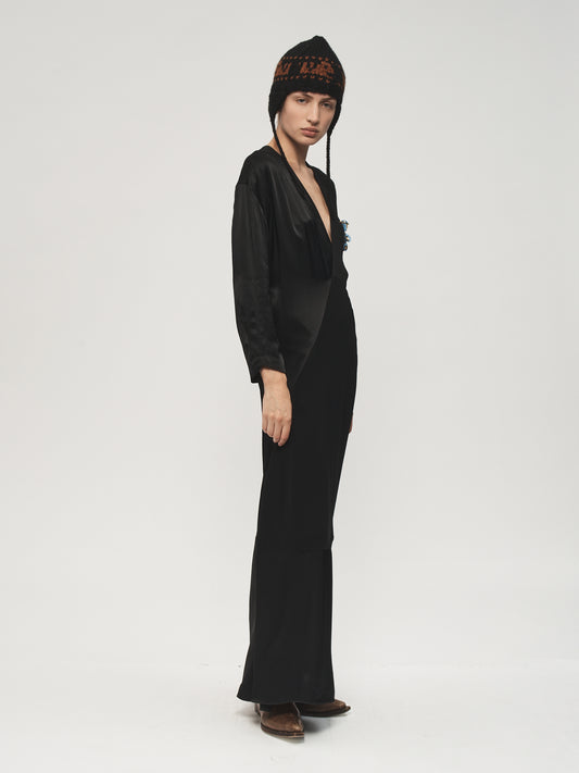 Long Patchwork S-Curve Black