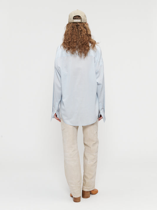 Ribbon Stripe Uniform Shirt Blue