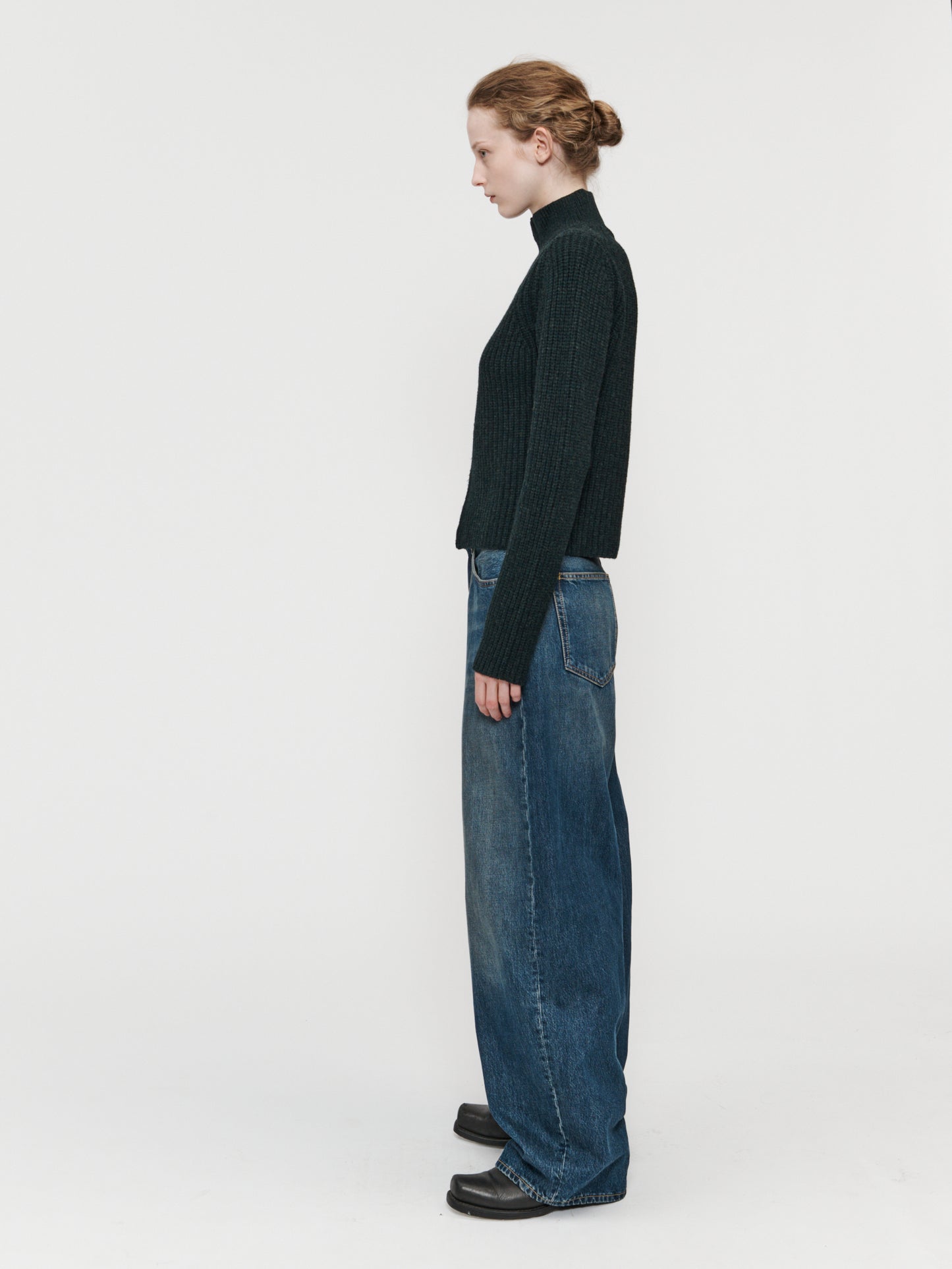 High Neck Zip Up Black Pine