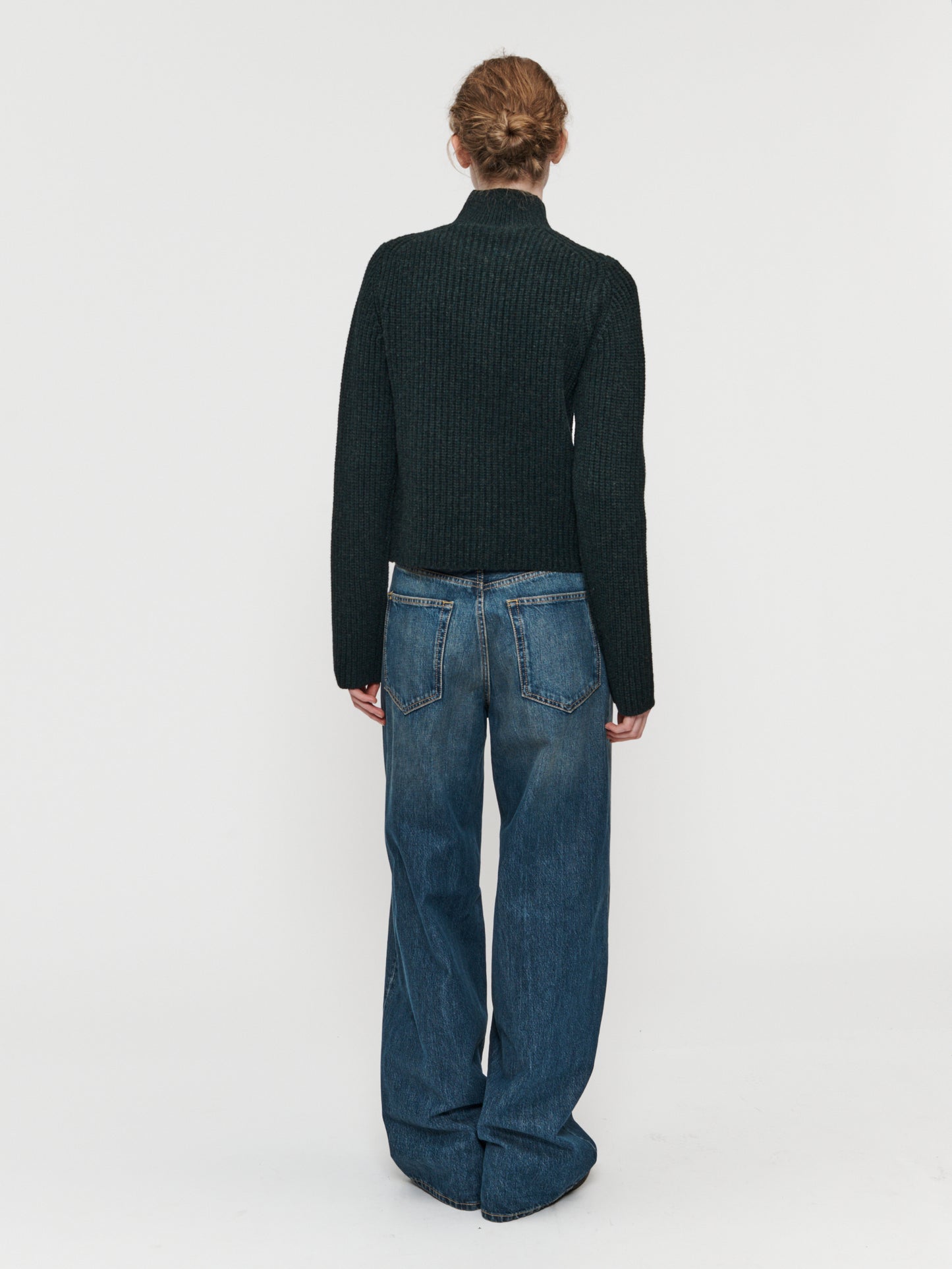 High Neck Zip Up Black Pine