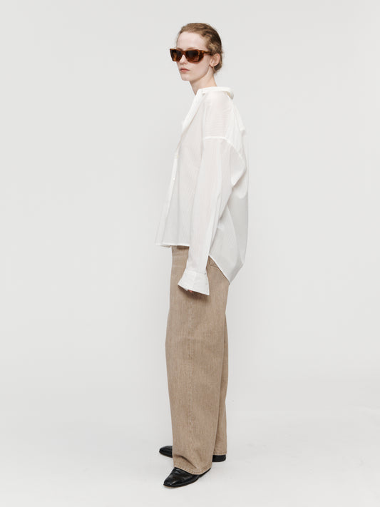 Ribbon Stripe Uniform Shirt White