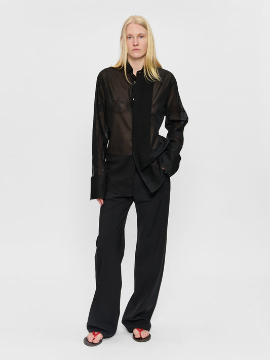 Micro Pleat Formal Shirt Black