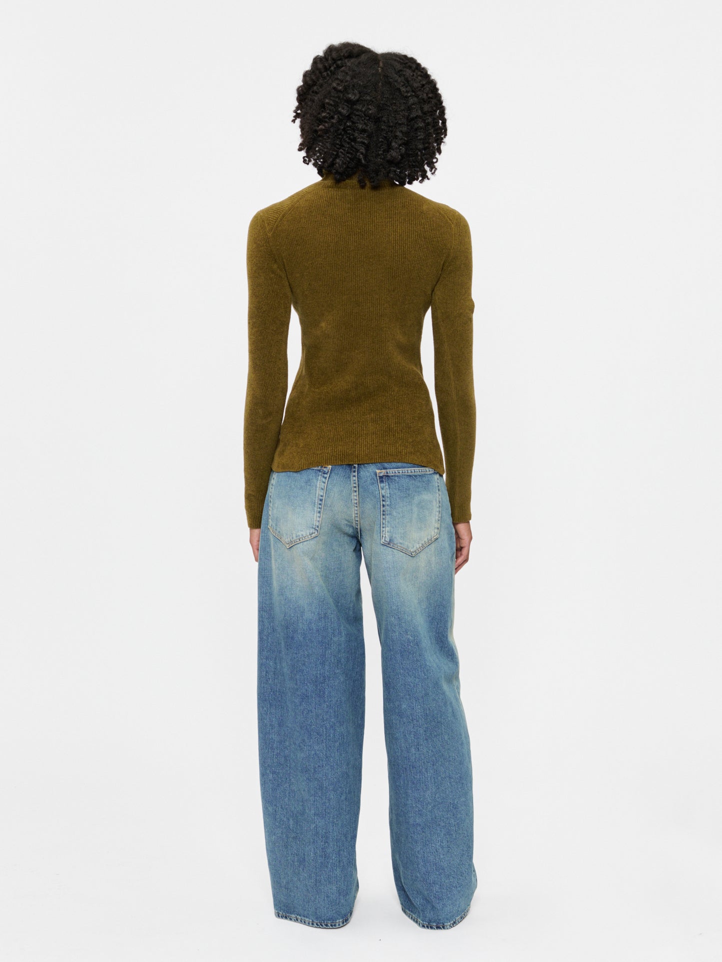 Ribbed Chenille Turtleneck Moss