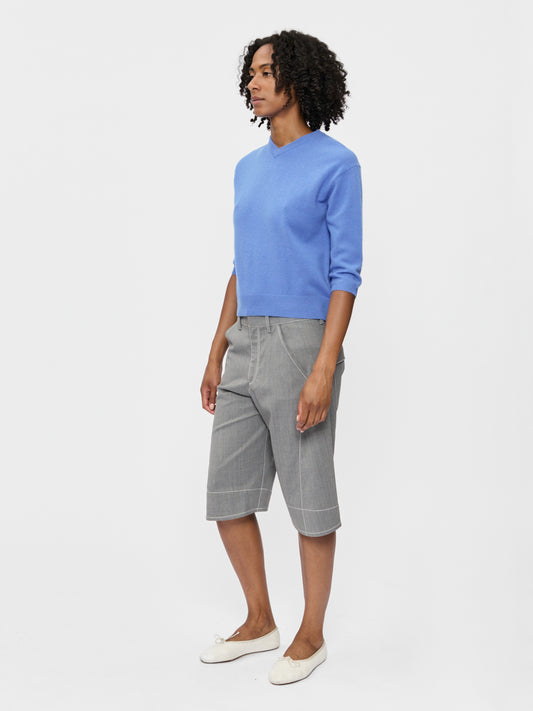 Elbow V Neck Cornflower