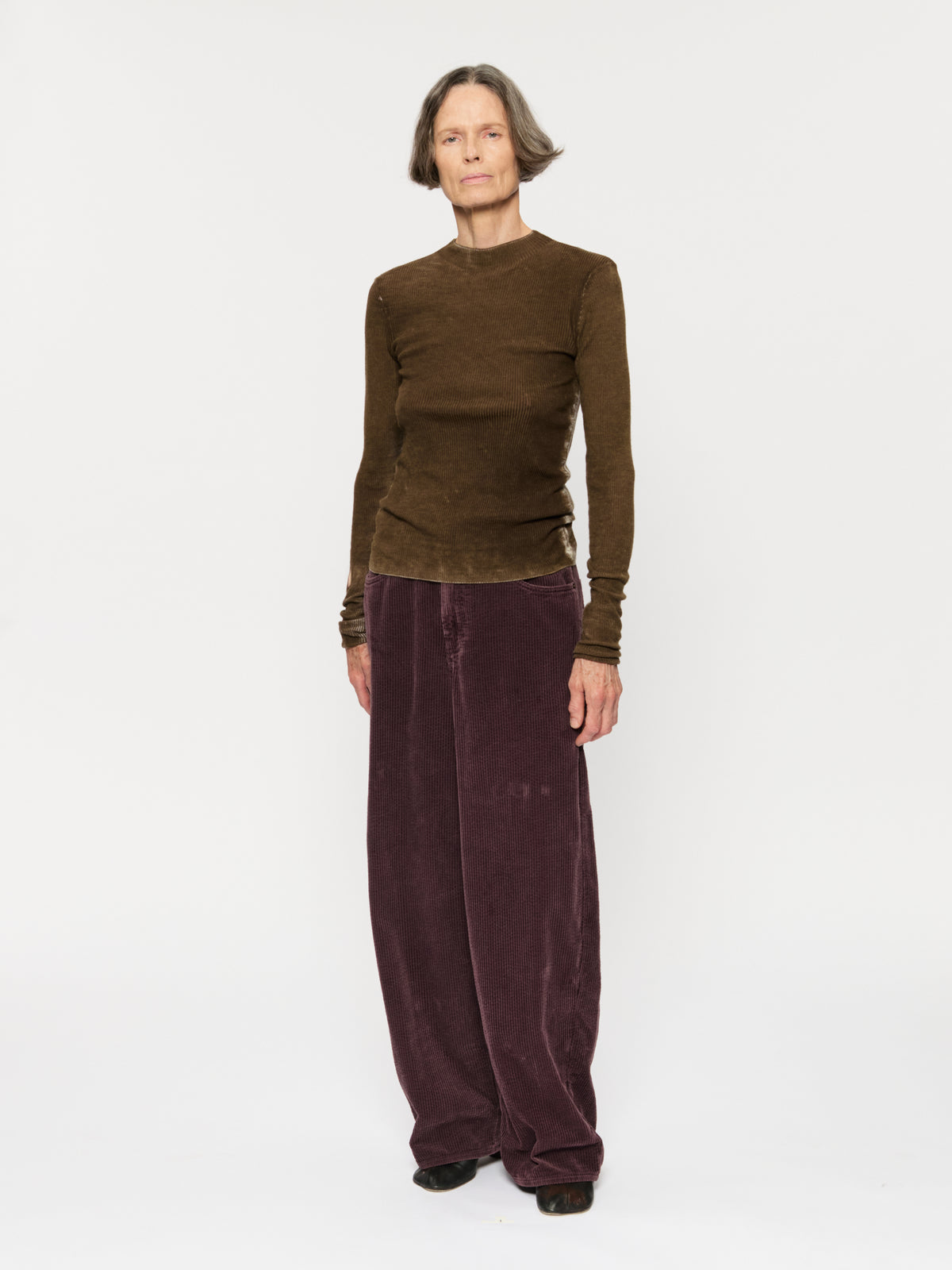 Printed Rib Mockneck Caper