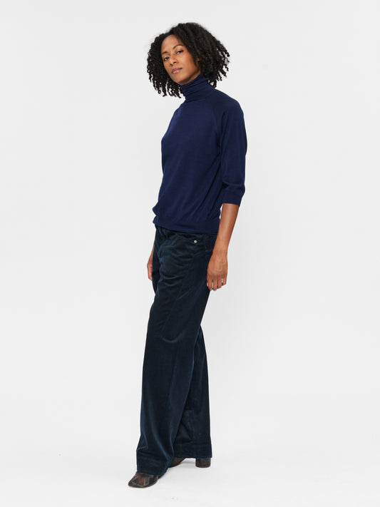 Elbow Sleeve Turtle Neck Navy