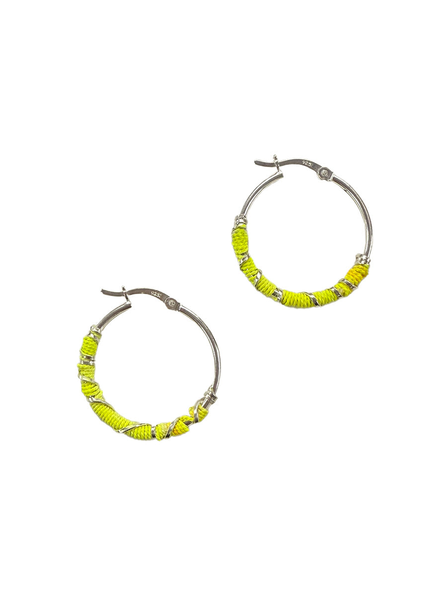 6397 x Alyssa Norton Medium Hoops with Neon Yellow Silk
