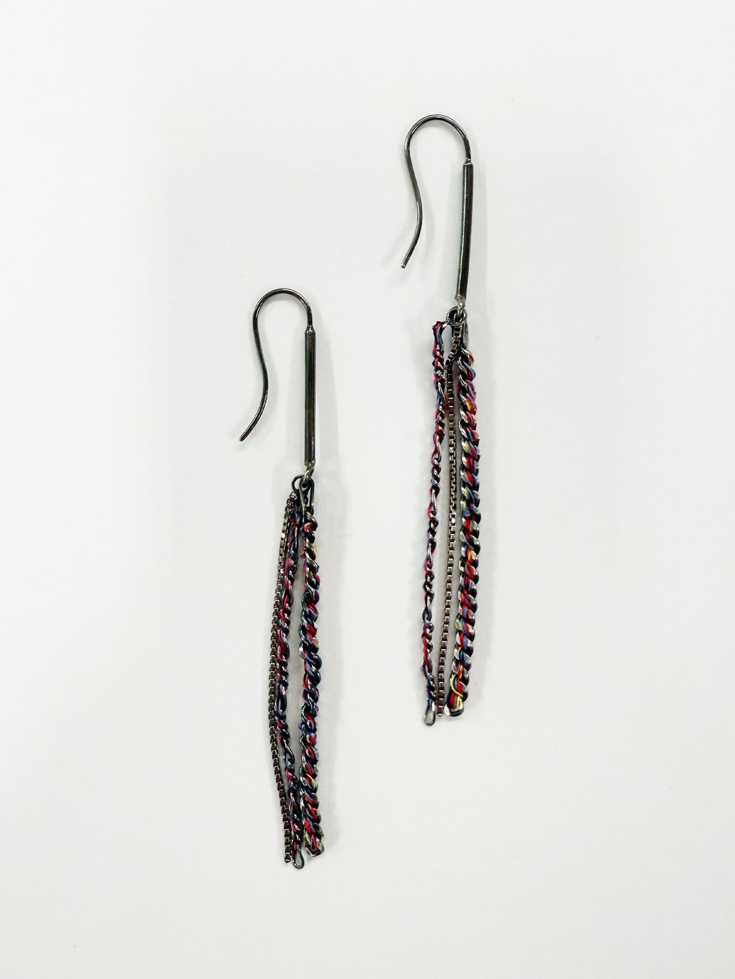 6397 x Alyssa Norton Multi-Color Silk Embroidered Chain Earrings