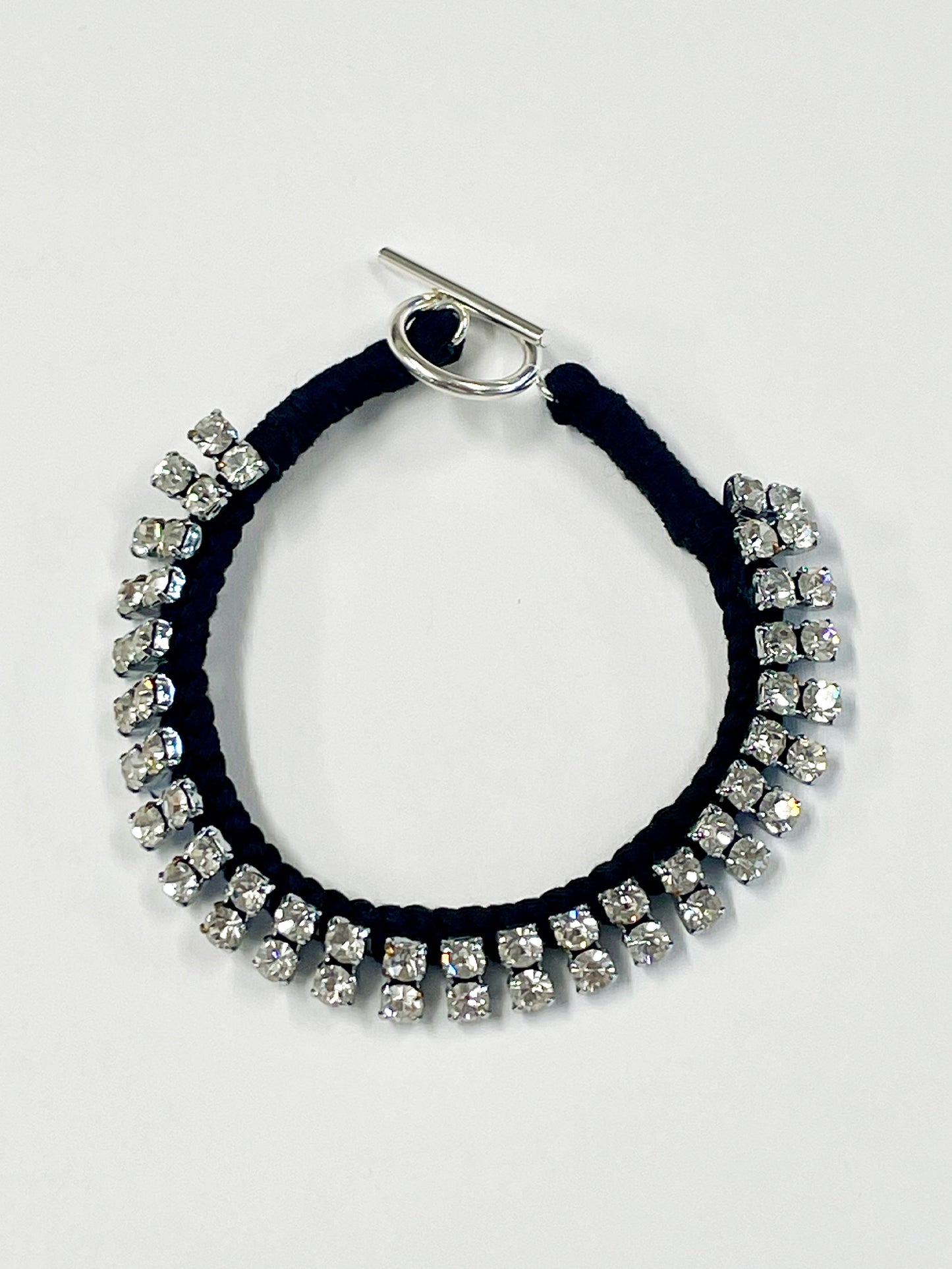 Alyssa Norton One-of-a-Kind Black Silk & Vintage Rhinestones Bracelet