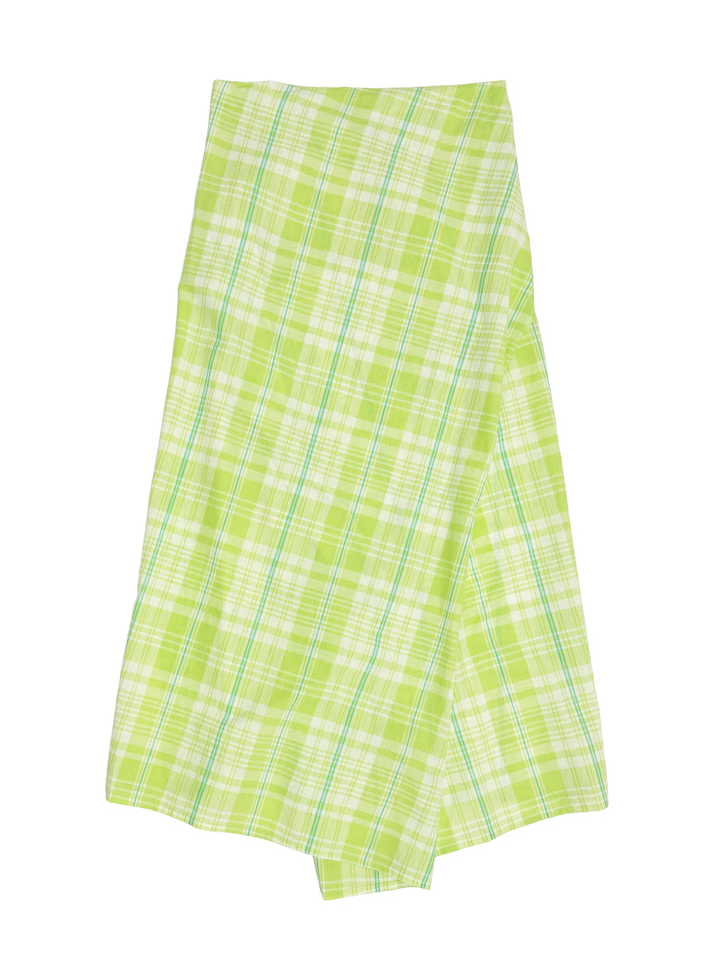 Draped Wrap Skirt in Lime Plaid
