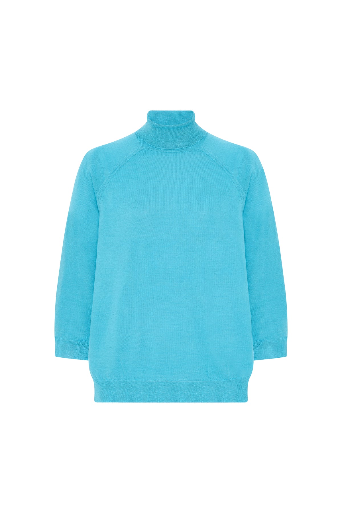 Elbow Sleeve Turtle Neck Turquoise