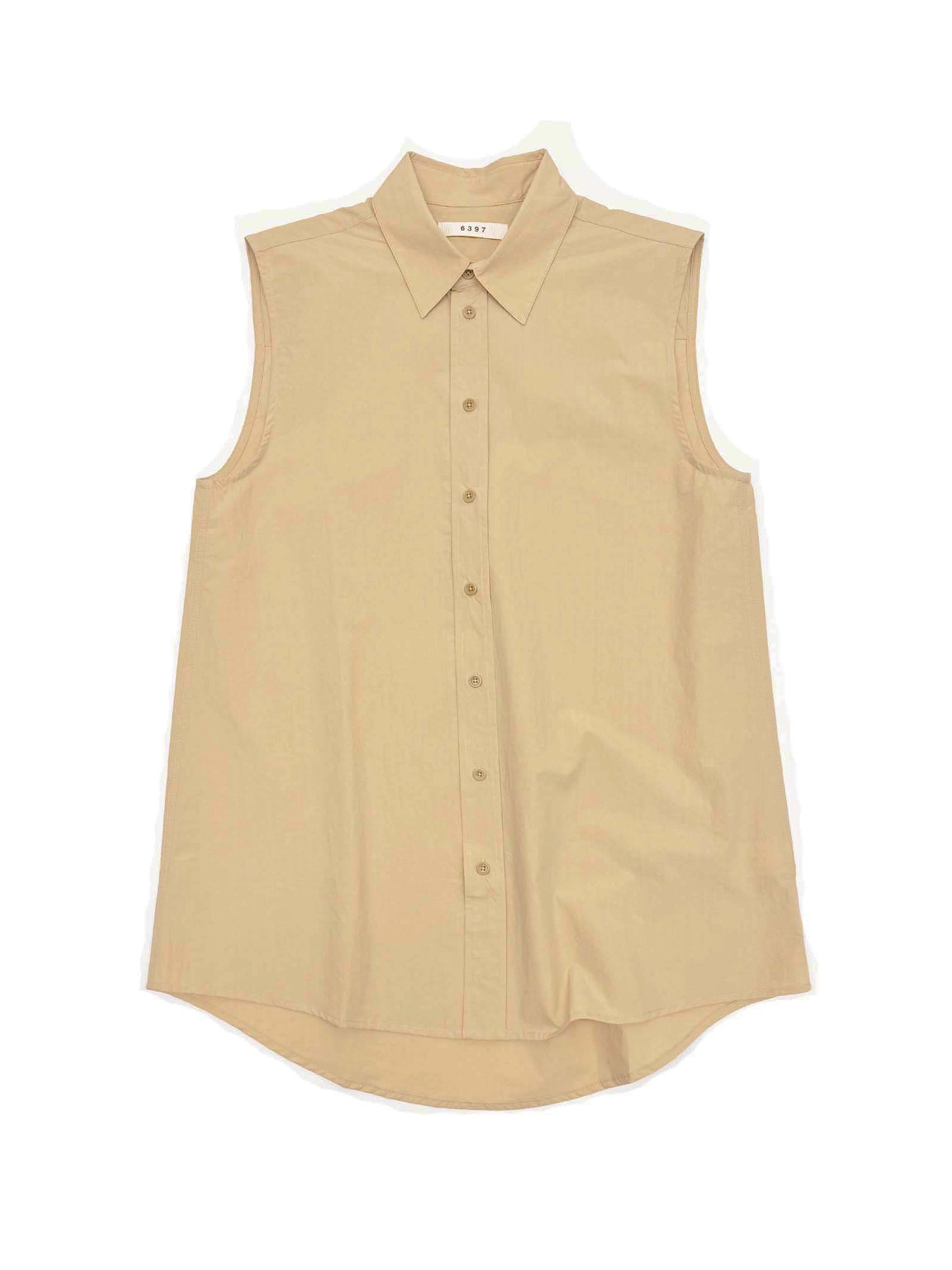 Sleeveless Buttondown Shirt in Nude