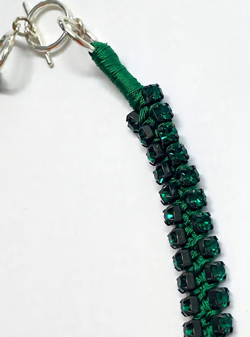 Alyssa Norton Green Double-Row Rhinestone Choker
